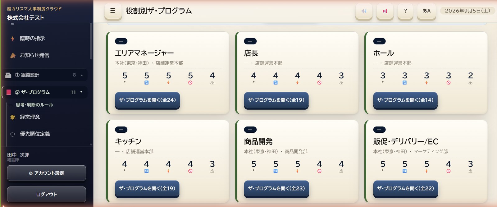 届ける＝役割ごとに社員のスマートフォンへ届く画面
